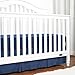 TILLYOU Crib Bed Skirt Navy Pleated for Baby Boys Girls, 100% Natural Soft Dust Ruffle, Standard Nursery Bedding Toddler Bedskirt Solid, 14