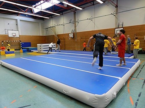 AmazingsportsTM Inflatable Tumbling Mats Blue 19.8-49.2FT Airtrak Mat For Cheerleading Gymastics Training Beach On Water (Length:19.8FT)