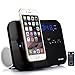 VELOUR apple Lightning Speaker Dock Charge Play for iphone 8,8plus, 7,7plus, 6,6S,6Plus, 5,5S,SE, with Bluetooth FM Radio Clock Alarm Snooze USB Out to Charge any USB Device[Apple MFi Certified]