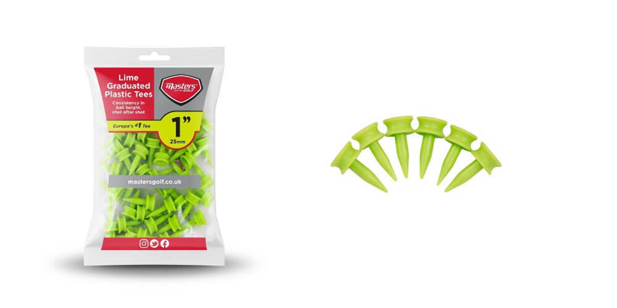 Masters Unisex's Plastic Graduated Tees (Bag of 35), Lime, 1"