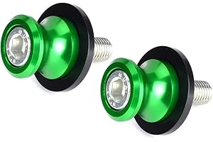 Goldfire 2pcs 10MM M10 X1.25 Motorcycle Swing arm Sliders Spools CNC Swing Arm Stand Screw for FZR 1000/600R/400 for Kawasaki Z750 /Z750S/ Z750R /ER-6F /ER-6N /Duke 125/200/390 (Green)