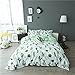 VClife Soft Cotton Queen Duvet Cover and Pillowcases - Breathable Floral Bedding in Beige Sage Green and White with Zipper Closure