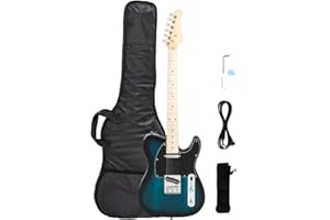 VOLOWOO 39 Inch Electric Guitar,Maple Fingerboard Electric Guitar SS Pickup Case & Accessories Pack Beginner Starter Package Beginner Kit for Starter (Blue)