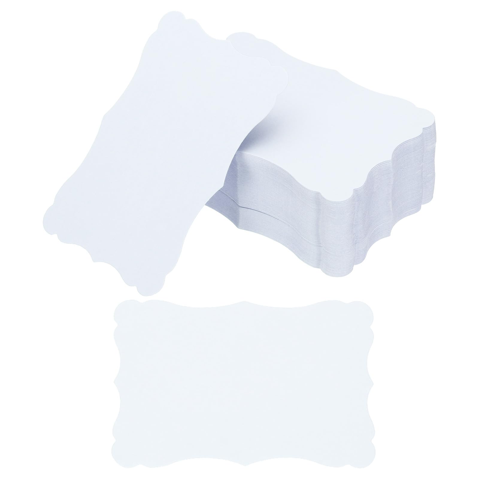 PATIKIL 3.7"x2.4" Blank Paper Business Cards, 200 Pack Small Index Flash Cards Words Message Note Card Mini Paper Tags Lace for DIY Gift, White