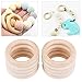 Baby Teething Ring, 10pcs Baby Infant Natural Wood Teething Ring Teether Toy Wooden Bracelet DIY Craft