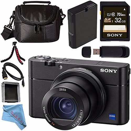 Sony Cyber-shot DSC-RX100 V DSCRX100 MARK 5 Digital Camera + Rechargable Li-Ion Battery + Sony 32GB SDHC Card + Case + Tripod + HDMI Cable + Memory Card Wallet + Card Reader + Fibercloth Bundle