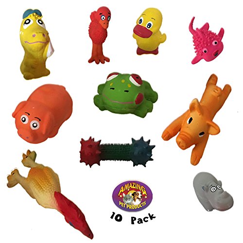 Amazing Pet Products 10 Pack of Pipsqueak Latex Squeak Toys 10 Different Styles from