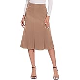 ZXIHZF Women Elegant Knee Length Flared Skirt for Office and Casual
