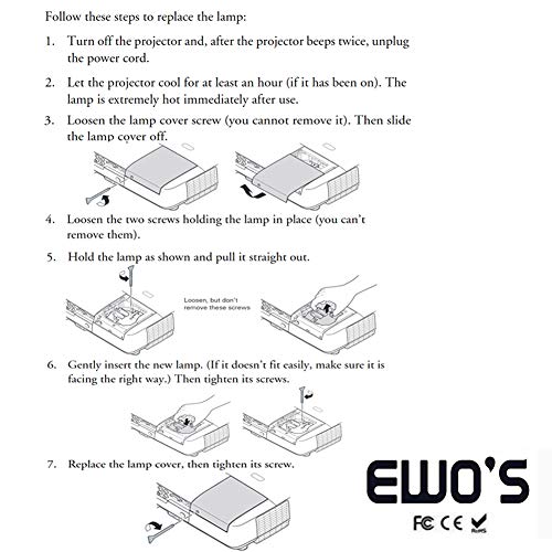 EWO'S ELP41 Replacement Projector Lamp for ELPLP41/V13H010L41 Epson Powerlite Home Cinema 700 77C 78 S5 S6 W6 EMP-260 77C S5 S52 X5 X52 X6 EX21 EX30 EX50 EX70 H283A H284A Lamp Bulb Replacement - Thumbnail 4