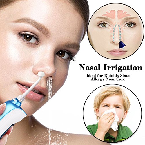 Electric Water Flosser FiveHome Handheld Oral Irrigator / Teeth Cleaner/Nasal Wash With 4 Tools & 3 Modes,Portable & Rechargeable, IPX7 Waterproof (BLUE)