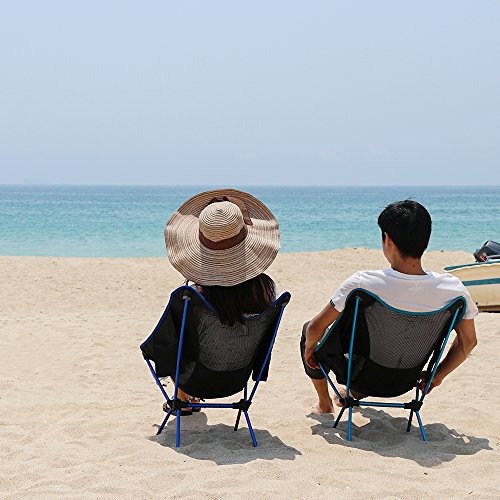 LetsFunny Folding Camping Chair Portable Lightweight Backpack Chairs Compact Heavy Duty with Carry Bag for Hiking Picnic Beach Camp Backpacking Outdoor Festivals (Sky Blue)