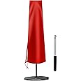 OKPOW Umbrella Cover 420D Oxford Fabric Patio Umbrella Covers Waterproof with Zip, for 9ft to 12ft Garden Outdoor Umbrella(Red)