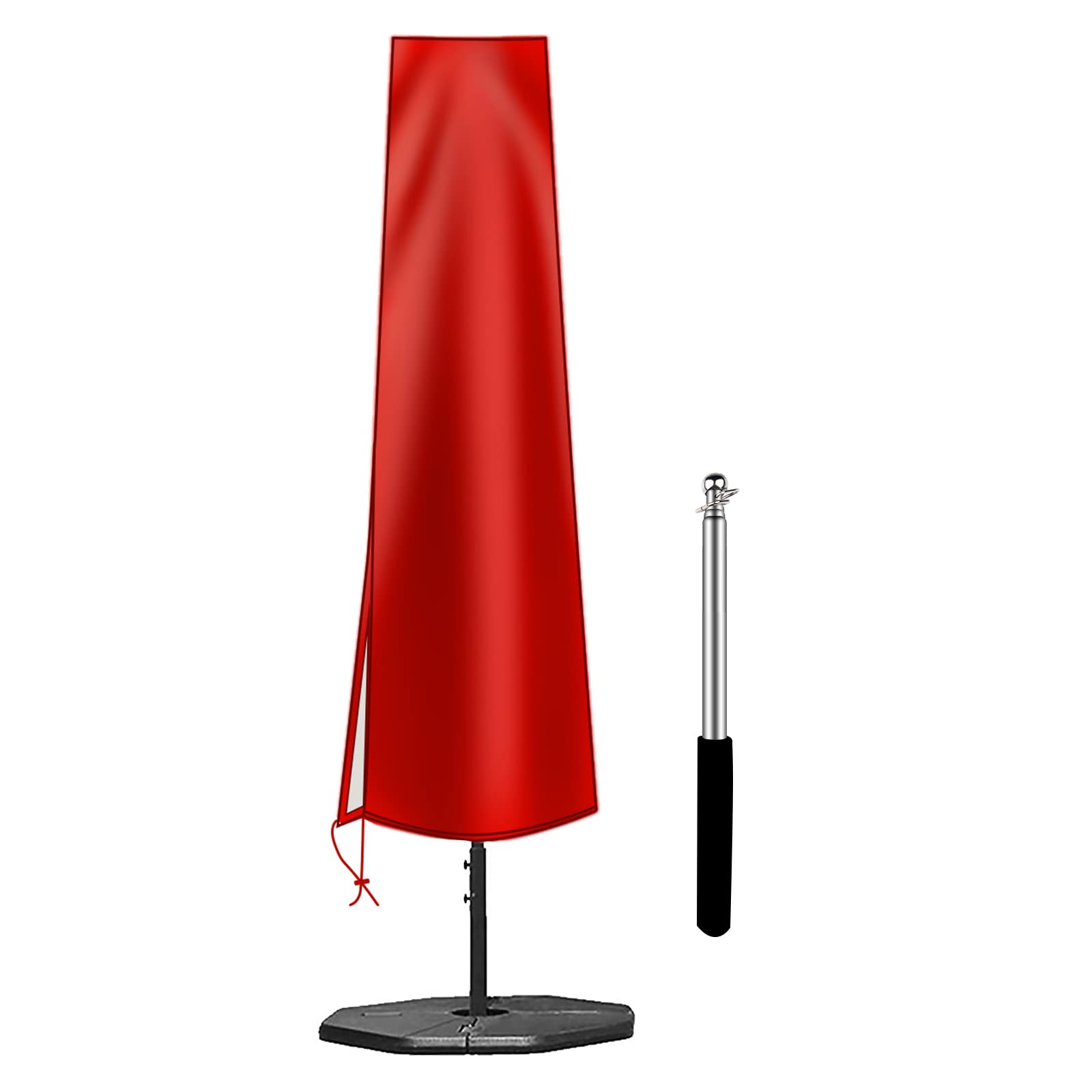 Photo 1 of OKPOW Umbrella Cover 420D Oxford Fabric Patio Umbrella Covers Waterproof with Zip, for 9ft to 12ft Garden Outdoor Umbrella(Red)