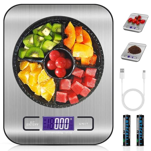 DQST Bascula Digital Cocina, Báscula para Alimentos, Utilizable con Carga USB y Batería (incluida), con Pantalla LCD, 10 kg / 22 lbs, Precisión de 1 g, Una Bascula Gramera Imprescindible en la Cocina.
