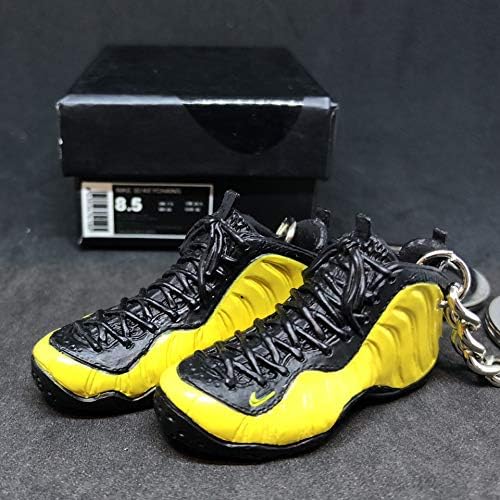 Pair Air Foamposite One Pro Wu Tang Yellow Electrolime Penny OG Sneakers Shoes 3D Keychain 1:6 Figure + Shoe Box