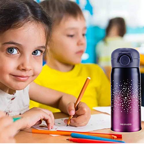 EsOfficce Water Bottle Thermoses,Stainless Steel Vacuum Insulated Keep Hot Cold Thermal Flask,Leak Proof BPA Free Thermal Cups for Kids Adult Office School Indoor Outdoor,12oz,Starry Gradient Red - Thumbnail 4
