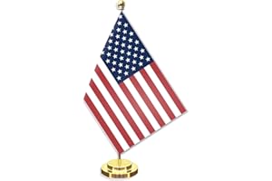 America Desk Small Flag Set,5×8 Inch American USA Mini Desktop Table Banner,12" Metal Solid Pole Decor,Tiny Digital Printed P