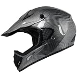 TMS Adult BLACK CARBON FIBER MOTOCROSS HELMET MX DIRT BIKE ATV MX Gear (Large)