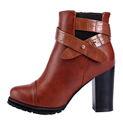 INDEX Rough High Heels Shoes Fashion For Women(7.5 B(M) US, Brown)