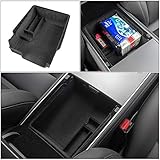 Carwiner 2021 Tesla Model 3 Armrest Organizer Center Console Tray Model Y Interior Accessories Flocked Storage Box with Coin 