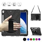 BRAECN iPad Air 10.5 Case 2019,iPad Pro 10.5 Case 2017 - Heavy Duty Shockproof Case Cover with Pencil Holder,Rotating Stand/Hand Strap,Carrying Shoulder Strap Fit iPad Air 3rd Gen case 10.5 -Black