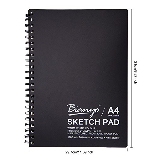 Spiral Bound Art Paper Sketchbook - Field Bleedproof Drawing Pad,11 in. x 8 in. 60 Sheets by Bianyo