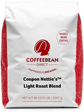 Coffee Bean Direct Coupon Nettie’s™ Light Roast Blend, Whole Bean Coffee, 5 Pound Bag