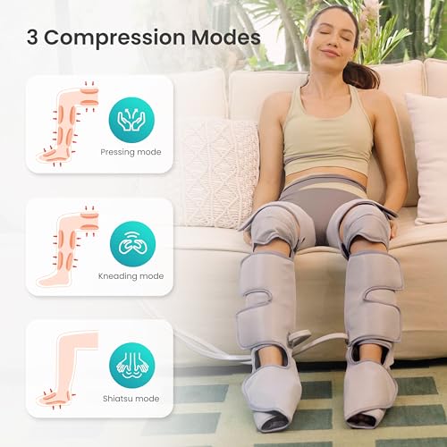 Snailax Leg Massager for Men and Women for Home and Office | Calf Massager with Air and Heat Compression, 3 Modes, 3 Intensity, Adjustable, Gift for Women and Men