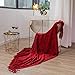 DOZZZ Fluffy Chenille Knitted Throw Blanket with Decorative Fringe for Home Décor Bed Sofa Couch Chair Burgundy Red