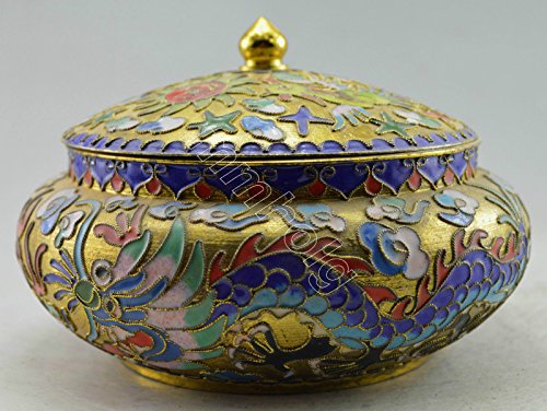 Collectible Decorated Old Handwork Cloisonne Carved Dragon Big Storage Pot