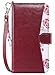ULAK Flip Wallet Case for iPhone 6 Plus/6S Plus, Floral PU Leather Kickstand Case with Wrist Strap, ID & Credit Card Pockets, Burgundy Red