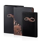 Luxury Black Notebook Gift Set - Lovely Gift for Men or Women - Rich Elegant Journal, Bronze Gold Embossing, 5x8 Compact Size, Blank and Lined Paper - Gift Box