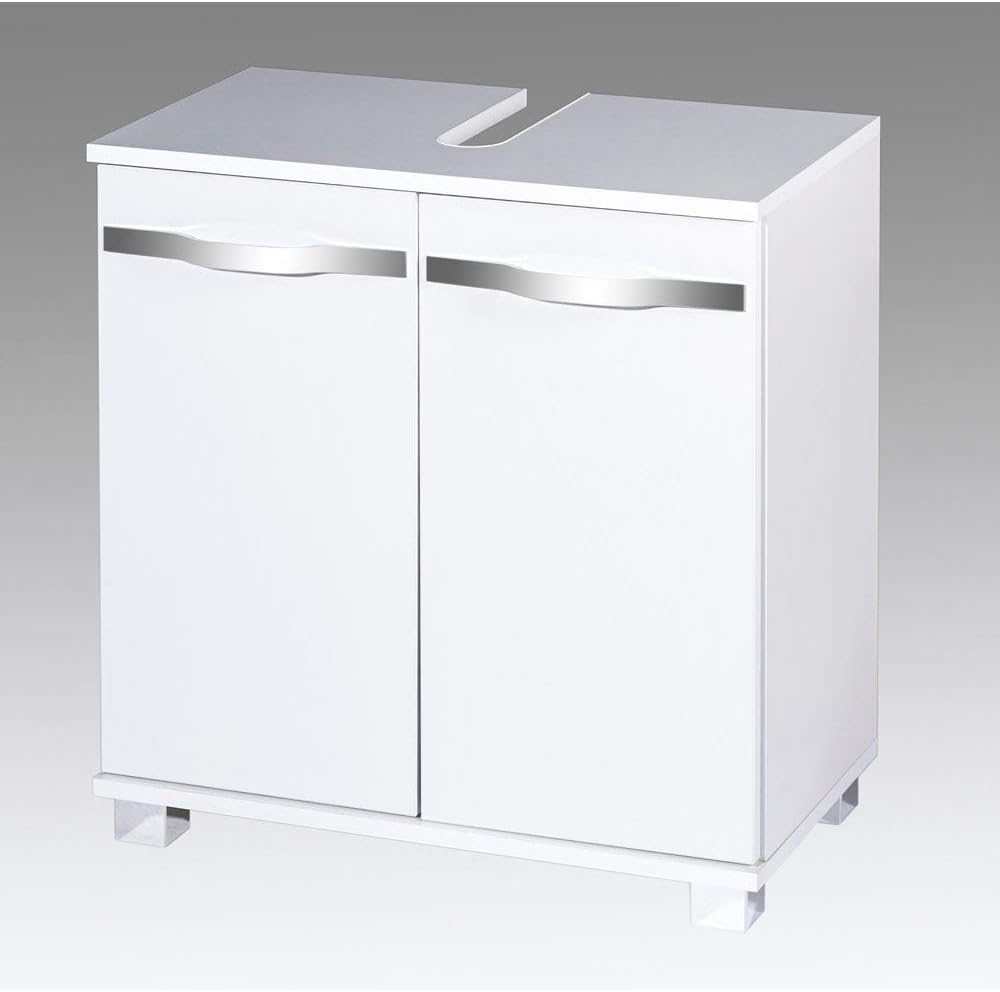 Möbelando Unterbeckenschrank Schrank Waschbeckenunterschrank Badschrank Korpus Weiß Front Weiß Hochglanz
