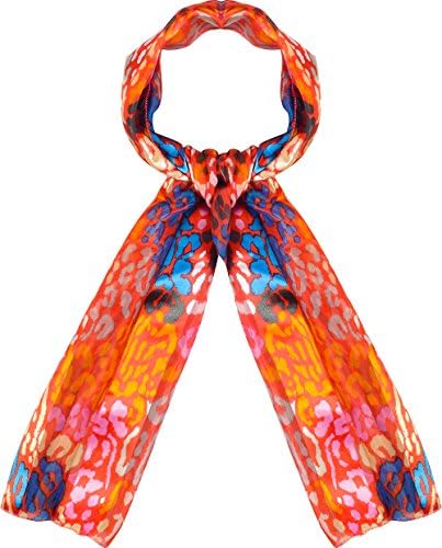 Shiny chiffon scarf - Animal scarf - Leopard scarf (13x57 inch, Multicolor CC)