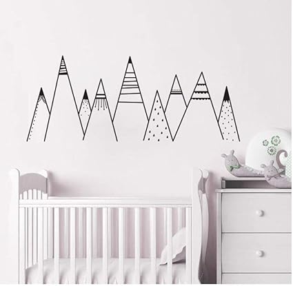 Adesivo Murale Montagna Disegno A Mano Nursery Decorazioni Camerette Per Bambini Motivo Montagne Adesivo Sala Giochi Vinile Poster Da Parete 57x23cm Amazon It Fai Da Te