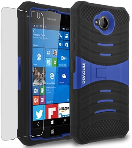 Microsoft Lumia 650 Case, INNOVAA Turbulent Armor Case W/ Free Screen Protector &amp; Touch Screen Stylus Pen - Blue/Black
