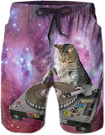 Men Soft And Breathable Brand New Dj Cats In Space Beach Board Shorts