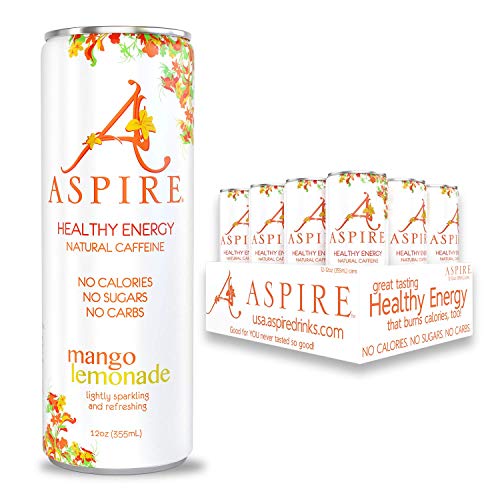 ASPIRE Healthy Energy Drink Mango Lemonade, 12 Pack Zero Sugar