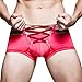 Sandbank Men's Sexy Lingerie Cotton Tie Rope Cute Boxer Brief Underwear Panties (US L , Tag XXL, Red #1)