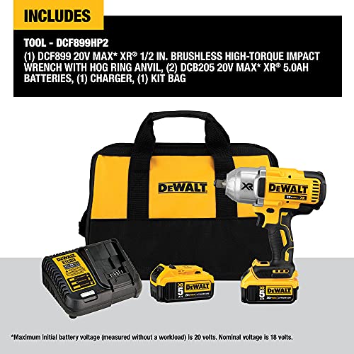 DEWALT 20V MAX* XR Cordless Impact Wrench Kit with Hog Ring Anvil