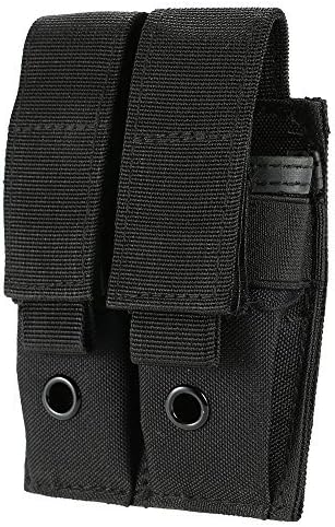 Uning Double Pistol Mag Pouch, Tactical MOLLE EDC Outdoor Flashlight Knife Holster Pouch Hunting Rifle Magazine Pouch Bag Gear