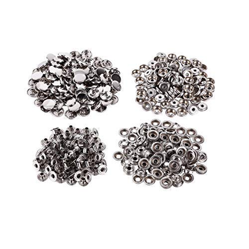 Trimming Shop 15mm Large Silver Press Studs Heavy Duty Brass Snap Fasteners 4 Part No-Sew Metal Buttons for DIY Arts Crafts Projects, Leathercrafts, Caravan, Repair Clothing, 20pcs Set โ image 1