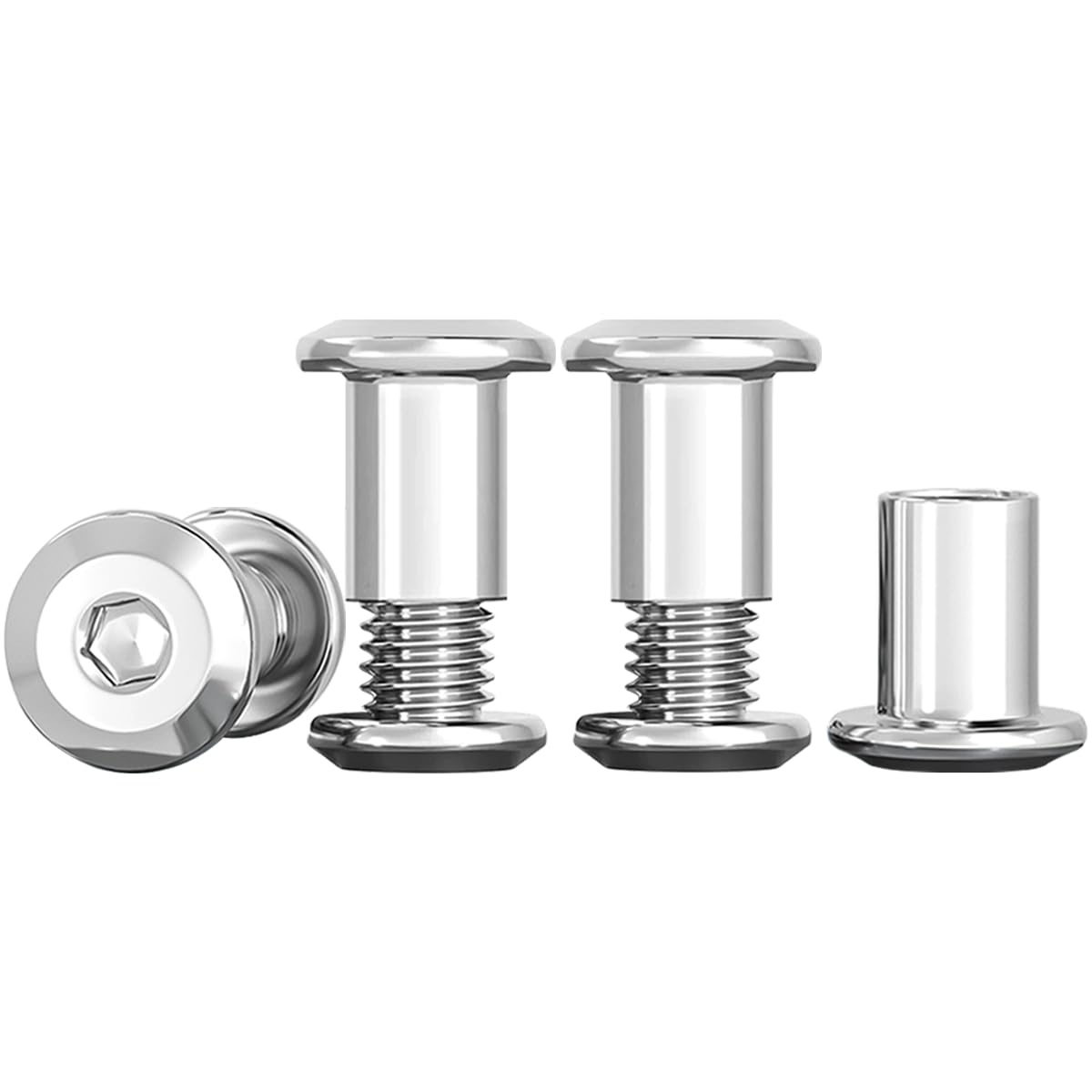 Drenky Connecting Screws M6 Sleeve Nuts 304 Stainless Steel Screws Barrel Nuts Kit M6 X 12mm Hexagon Furniture Bolts 10 Sets Flat Hex Bolt for Bed, Door, Table, Chair, Worktop, Cabinet
