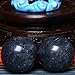 BRABUD 1.4'' Chinese Exercise Baoding Balls Dark Grey Marble Health Stress Relieve with No Chimes BS021