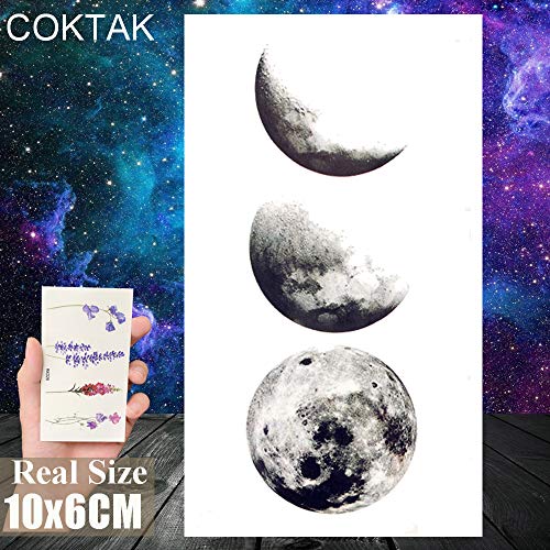 COKTAK 8 Pieces/Lot Funny Cartoon Children Temporary Tattoos For Kids Dog Paw Universe Star Moon Rocket Body Art Finger Arm Waterproof Fake Tattoo Stickers Face Decals Planets Women Tatoo Sheet Girls - Thumbnail 3