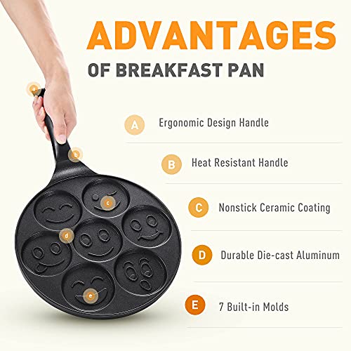 Pancake Pan Nonstick Griddle Pancake Maker Mini Pancake and 7 Smiling
