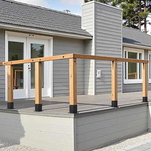 ORIGLE 4×4 Post Base 4Pack, Inner Size 3.6"x3.6" Post Brackets, Heavy Duty Powder-Coated Post Anchor Matte Black Wood Post Brackets for Pavilion Deck Railing