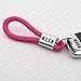 For Audi Logo Emblem Key Chain Key Ring Metal Alloy BV Style Calf Leather Gift Decoration Accessories (Hot Pink)