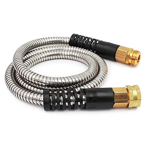 Cesun 5 Feet Metal Garden Hose, Short Connector Hose, Water Hose Extension, Extremely Flexible Lead-in Hose, for Hose Reel/RV/Dehumidifier, Lightweight/Durable/Cool to The Touch (Female to Male)