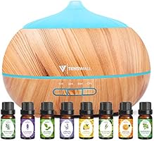 TENSWALL 500ml Aroma Oil Diffuser with 8Pcs*10ml Essential Oil Gift Set & Large Capacity Essential Oil Diffusers with 4...